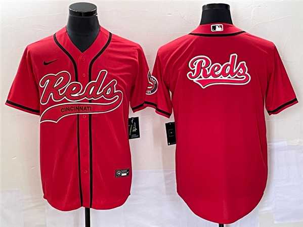 Mens Cincinnati Reds Red Team Big Logo With Patch Cool Base Stitched Baseball Jersey->cincinnati reds->MLB Jersey